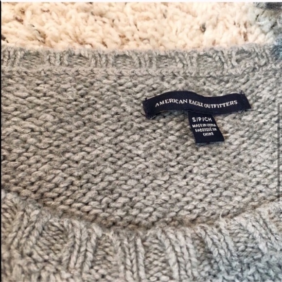 🆕 American Eagle high low gray pullover cozy knit gray white tunic sweat… - Picture 6 of 8